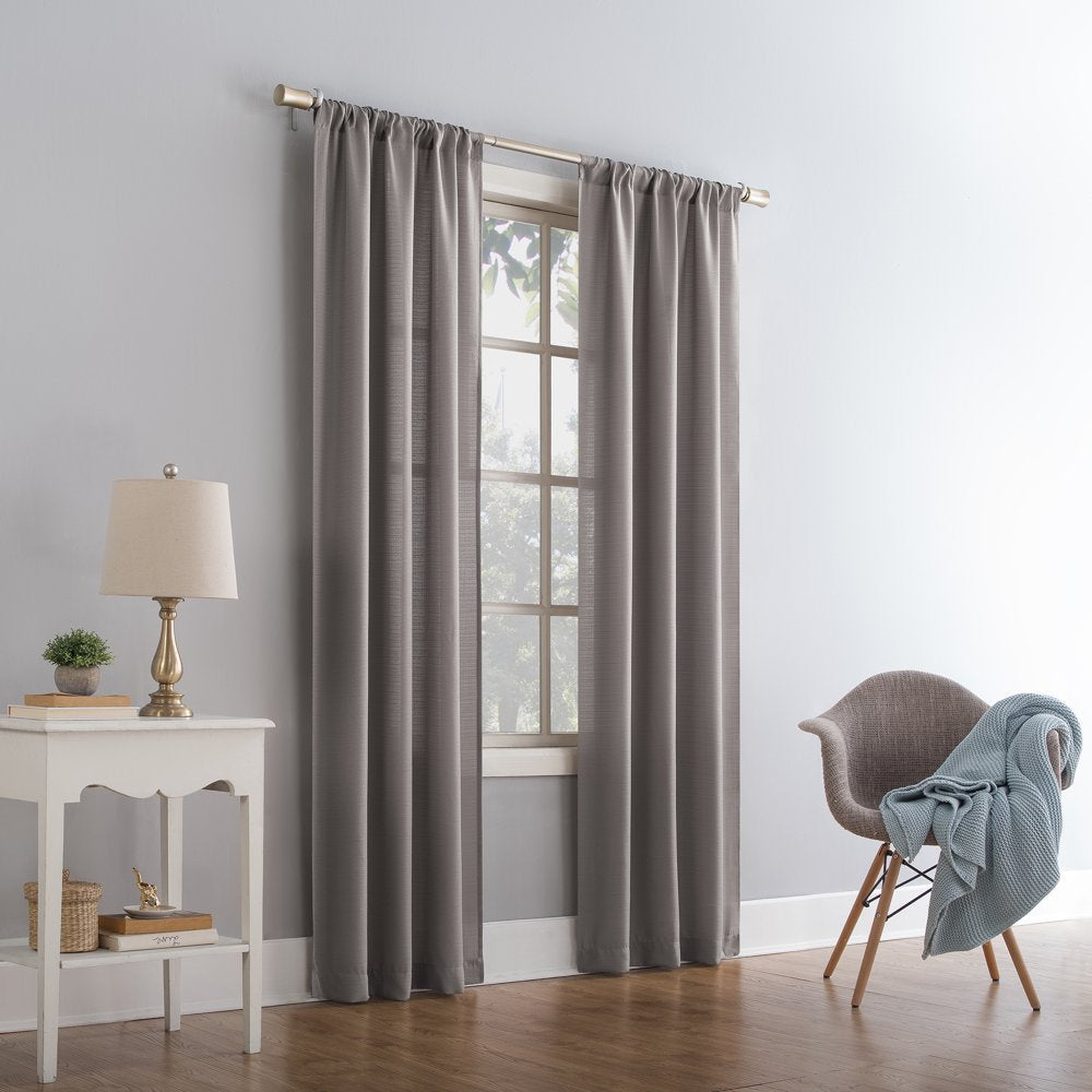 Textured Solid Rod Pocket Curtain Panel, 38" X 84", Gray