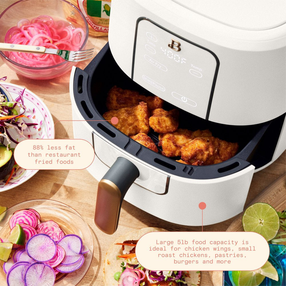 6-Quart Air Fryer with Turbocrisp Technology and Touch-Activated Display, White Icing by Drew Barrymore