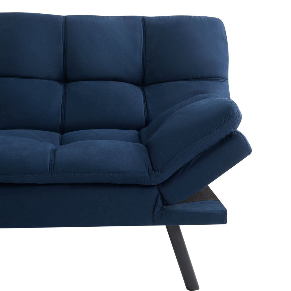 Memory Foam Futon, Blue Faux Suede