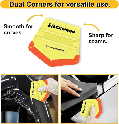 Felt Edge Squeegee for Vinyl Wrap, Car Wrap, PPF, Decal & Window Tint, Professional Scratch-Free Squeegee Tools, 4PCS 40A Soft Yellow