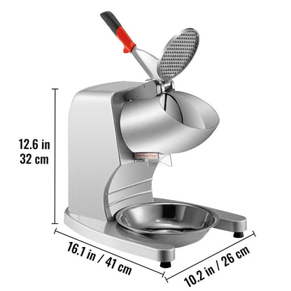 brand Electric Ice Shaver Crusher Snow Cone Maker Machine with 4 Stainless Steel Blades 220LB/H Shaved Ice Machine 300W