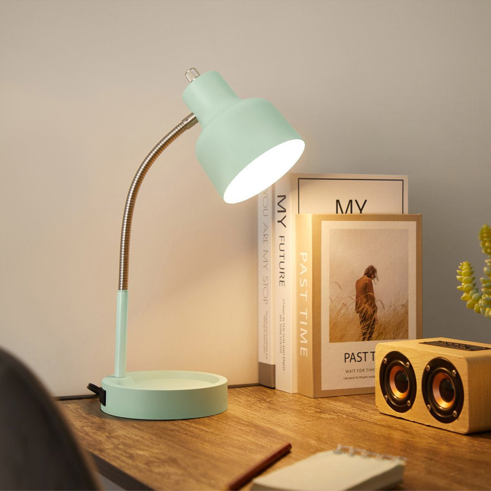 LED Desk Lamp with Catch-All Base & AC Outlet, Matte Mint Green