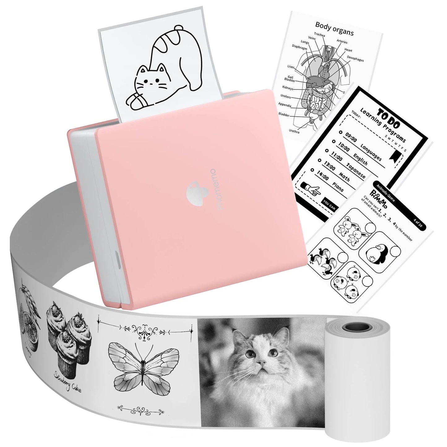 Sticker Printer - M02 Label Maker Portable Bluetooth Thermal Sticker Printer for Notes, Gifts, Journals, Planners, Scrapbooking, and Creative Projects(Pink)