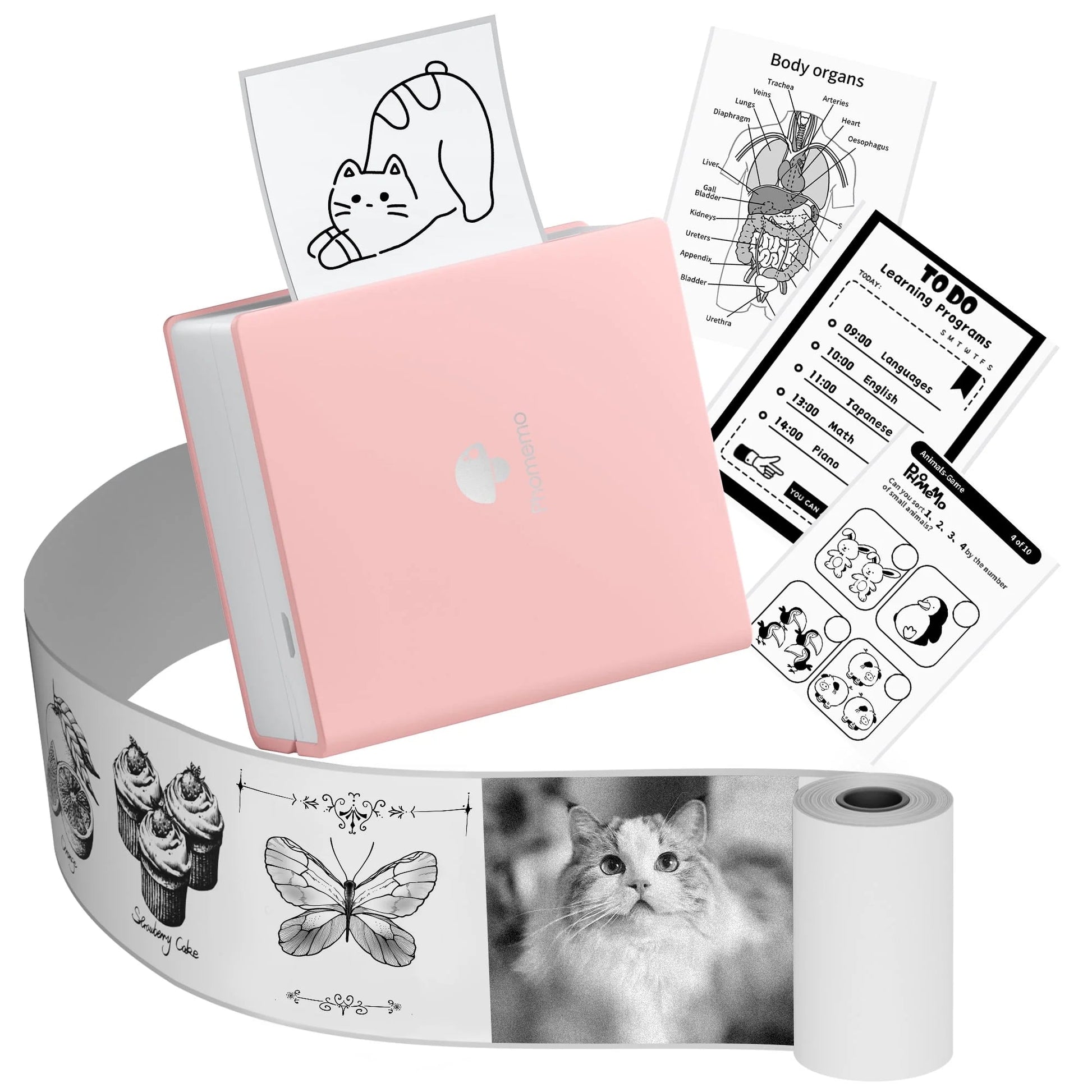 Sticker Printer - M02 Label Maker Portable Bluetooth Thermal Sticker Printer for Notes, Gifts, Journals, Planners, Scrapbooking, and Creative Projects(Pink)