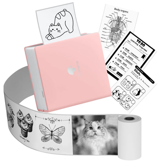Sticker Printer - M02 Label Maker Portable Bluetooth Thermal Sticker Printer for Notes, Gifts, Journals, Planners, Scrapbooking, and Creative Projects(Pink)
