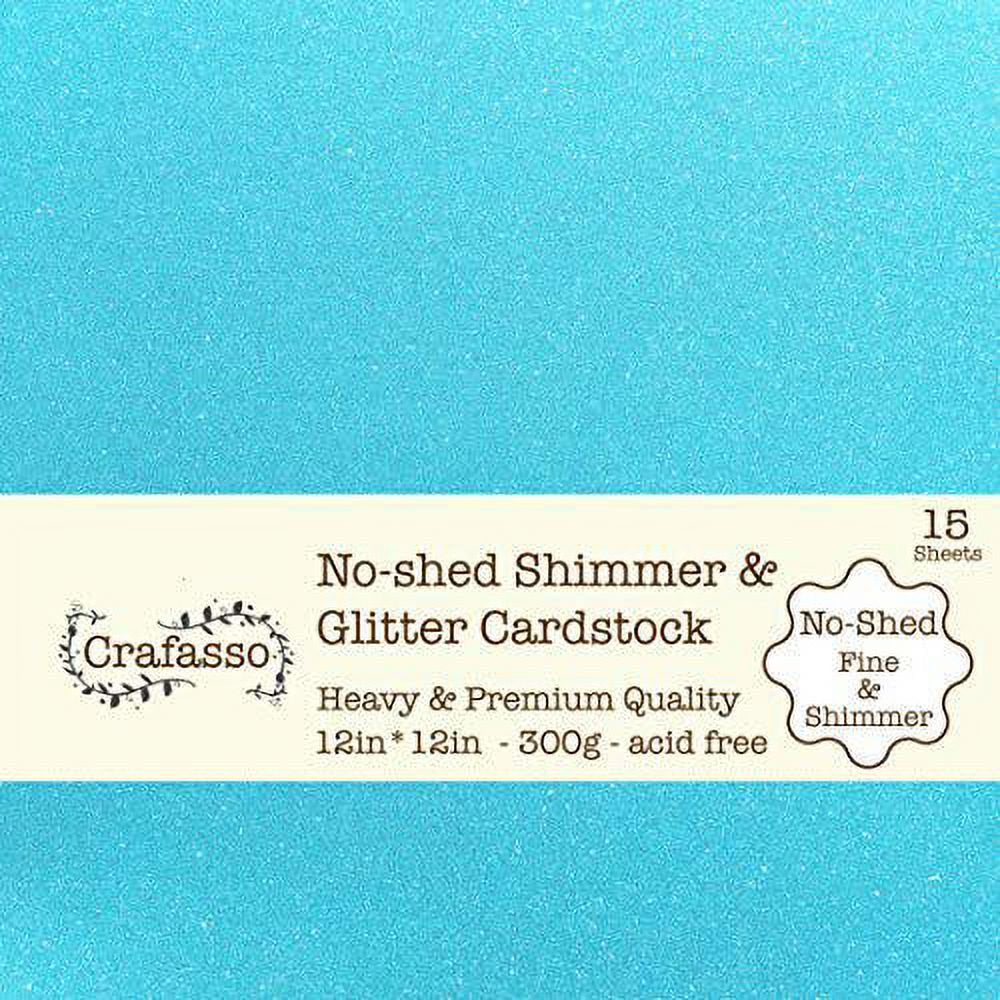 No-Shed Shimmer Glitter Cardstock, 12" X 12" 300Gms, 15 Sheets, Light Blue