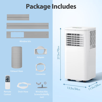 Portable Air Conditioner 10000BTU Ashrae ( 6000BTU) Indoor Room AC Unit Dehumidifier Window Kit Remote Control Easy&Efficient Bedroom