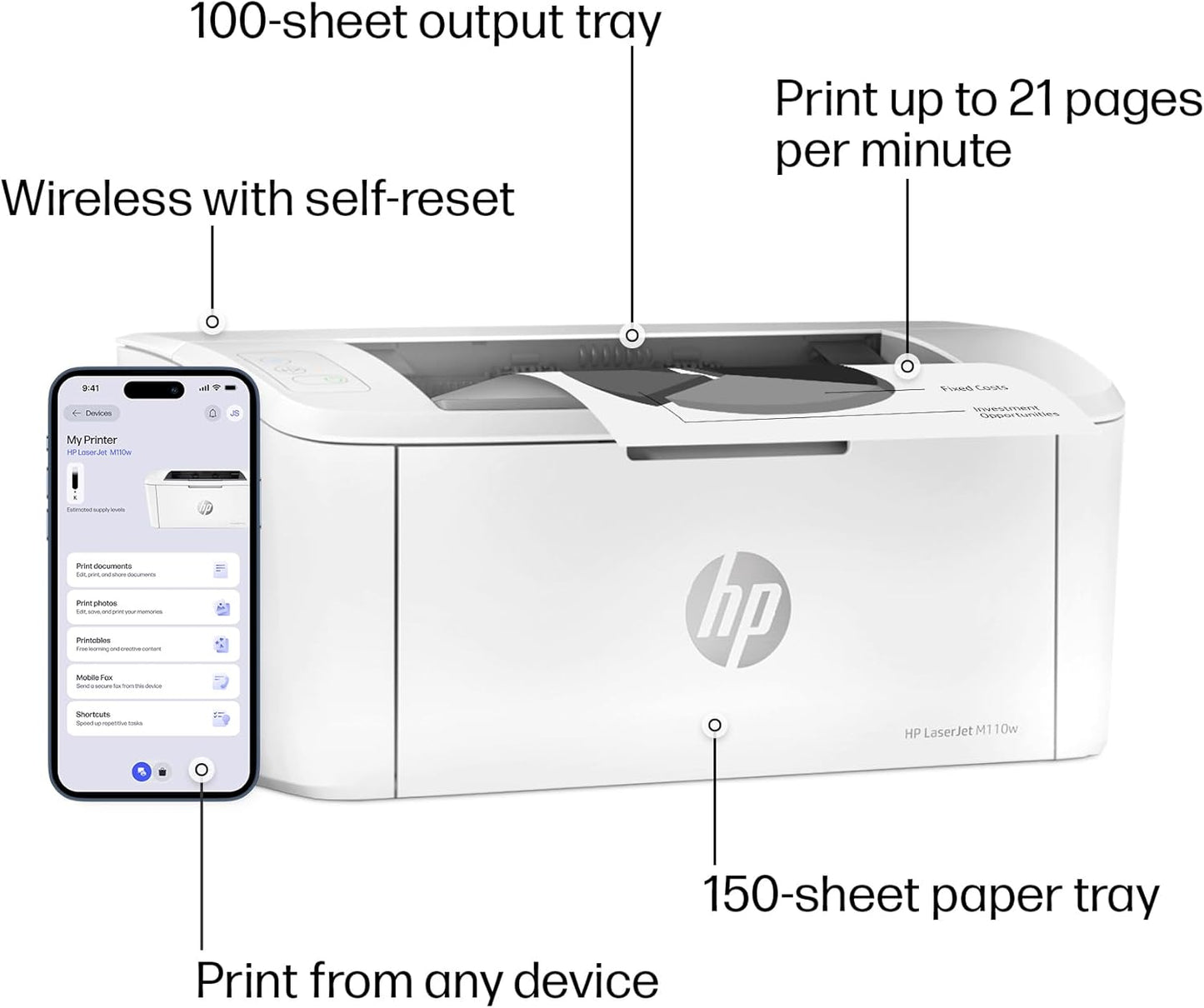 HP Laserjet M110W Wireless Black & White Printer, Print, Fast Speeds, Easy Setup, Mobile Printing, Best-For-Small Teams