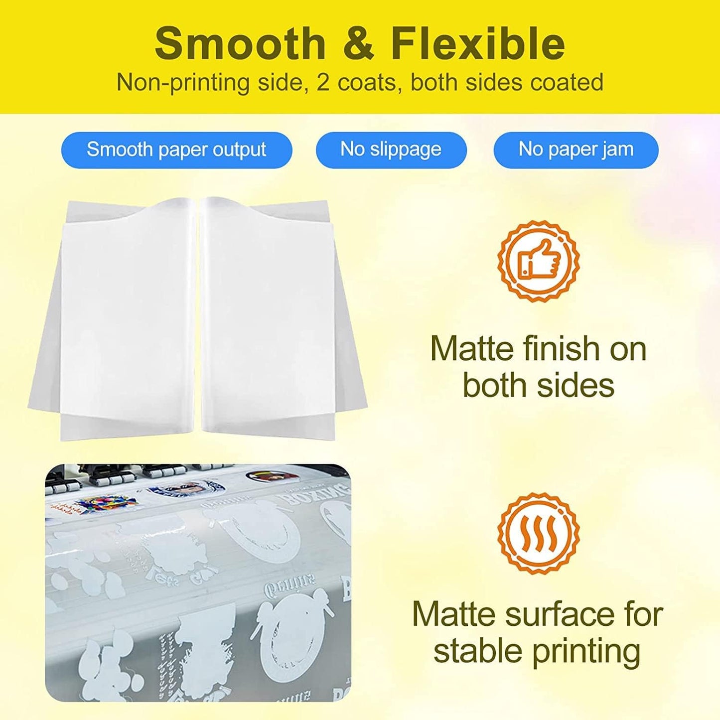 Yamation DTF Transfer Film: 13X19 Inch 100 Sheets Premium Double-Sided Matte Finish PET Transfer Paper Direct to Film Transfer Paper for T-Shirt
