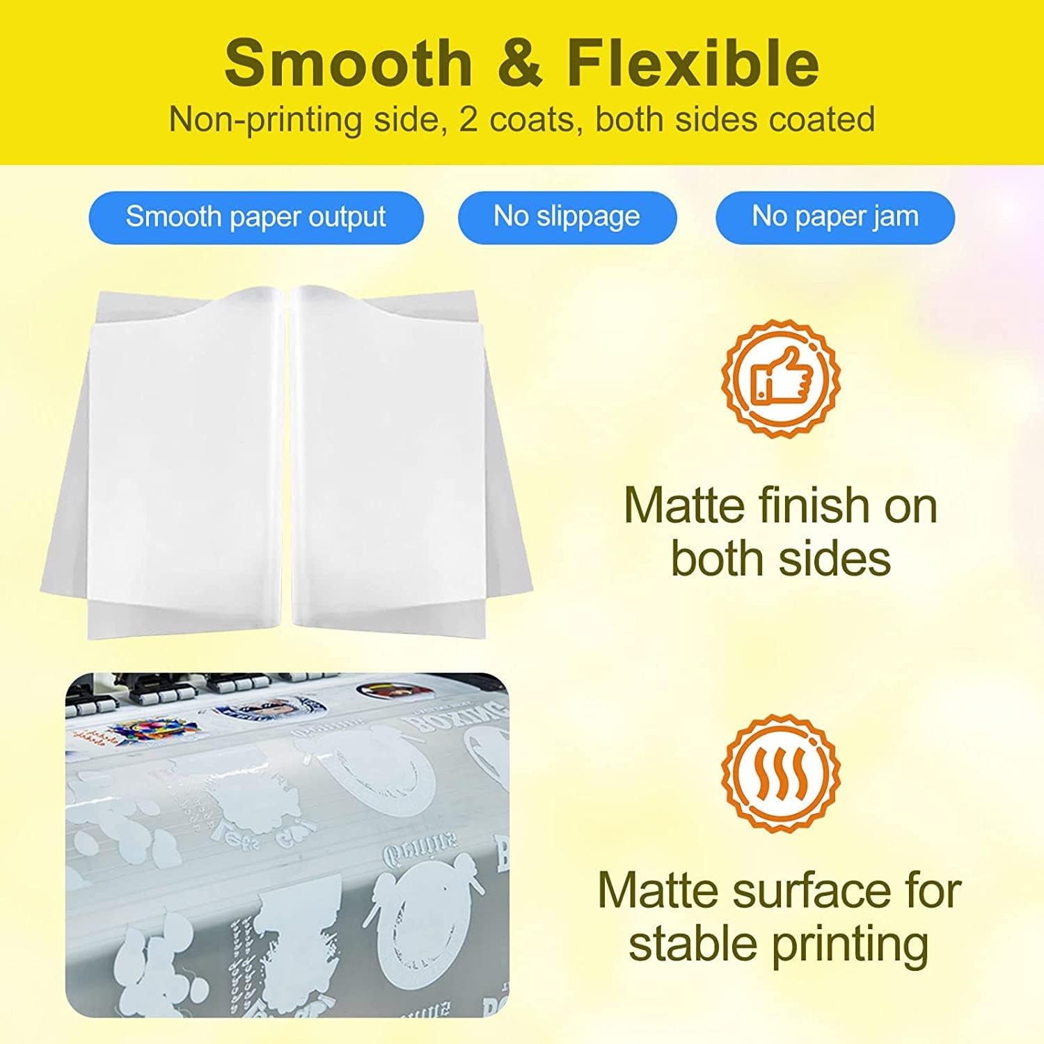 Yamation DTF Transfer Film: 13X19 Inch 100 Sheets Premium Double-Sided Matte Finish PET Transfer Paper Direct to Film Transfer Paper for T-Shirt