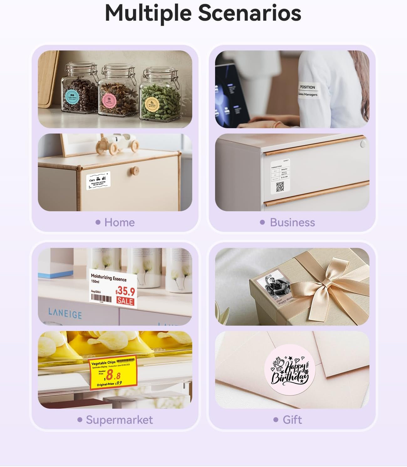 NIIMBOT B21 Pro Label Maker, 300DPI HD Label Printer, Ideal for Notes,Photos, Study Graphics, Memo Maker,50X30Mm Label(Purple)