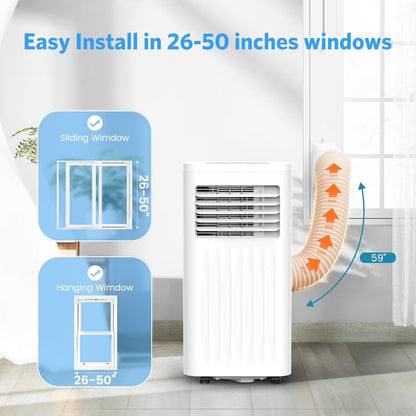 Portable Air Conditioners,8000 BTU,4 in 1 Portable AC Unit with Window Kits, Fan & Dehumidifier Modes,Cools up to 350 Sq.Ft,Led Display/Remote Control,24H Timer for Living Room,Bedroom