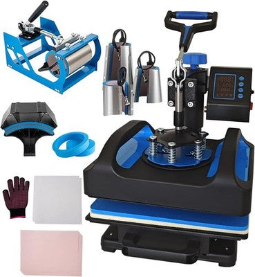 8IN1 Combo Heat Press Machine 12"x10" Sublimation Transfer T-Shirt Mug Plate Hat