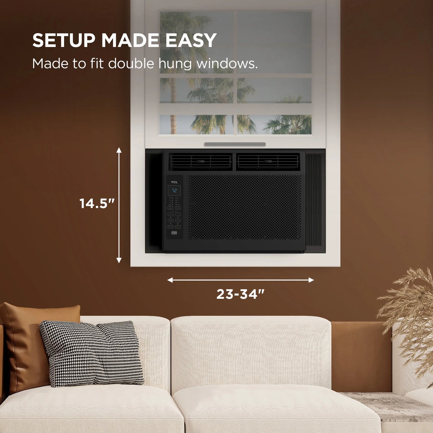 5,000 BTU Window Air Conditioner (Black) - 150 Sq Ft, LED Display, Included Remote, Compact, Dorm Friendly - W5W3M-B