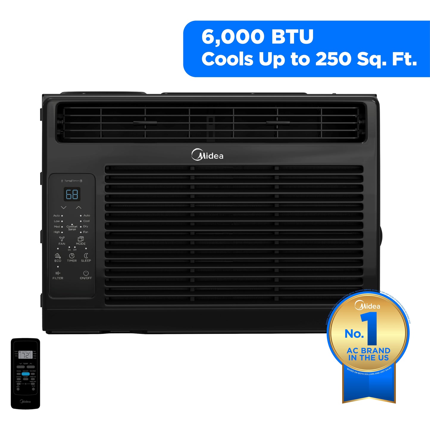 (2 Pack)  6,000 BTU 115V Window Air Conditioner with Comfort Sense Remote, up to 250 Sq. Ft., Black, MAW06R1WBL-T, New