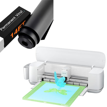 Loklik Cutting Machine 2 & Black Permanent Vinyl, Black Vinyl Compatible with Cricut Cutting Machine 12" X 14 FT