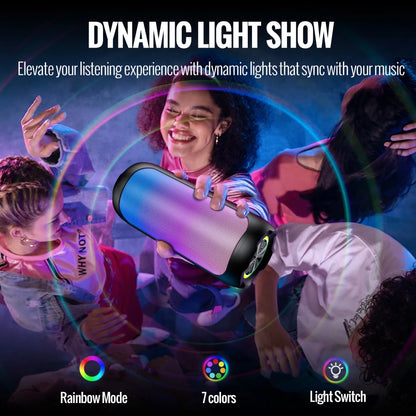 Portable Bluetooth Speaker,Floating Dustproof Speaker,25W Stereo Sound Wireless Speaker with Cool Dynamic LED Lights, IPX6 Waterproof Bluetooth Speakers, BT5.3, TWS Surround Pairing