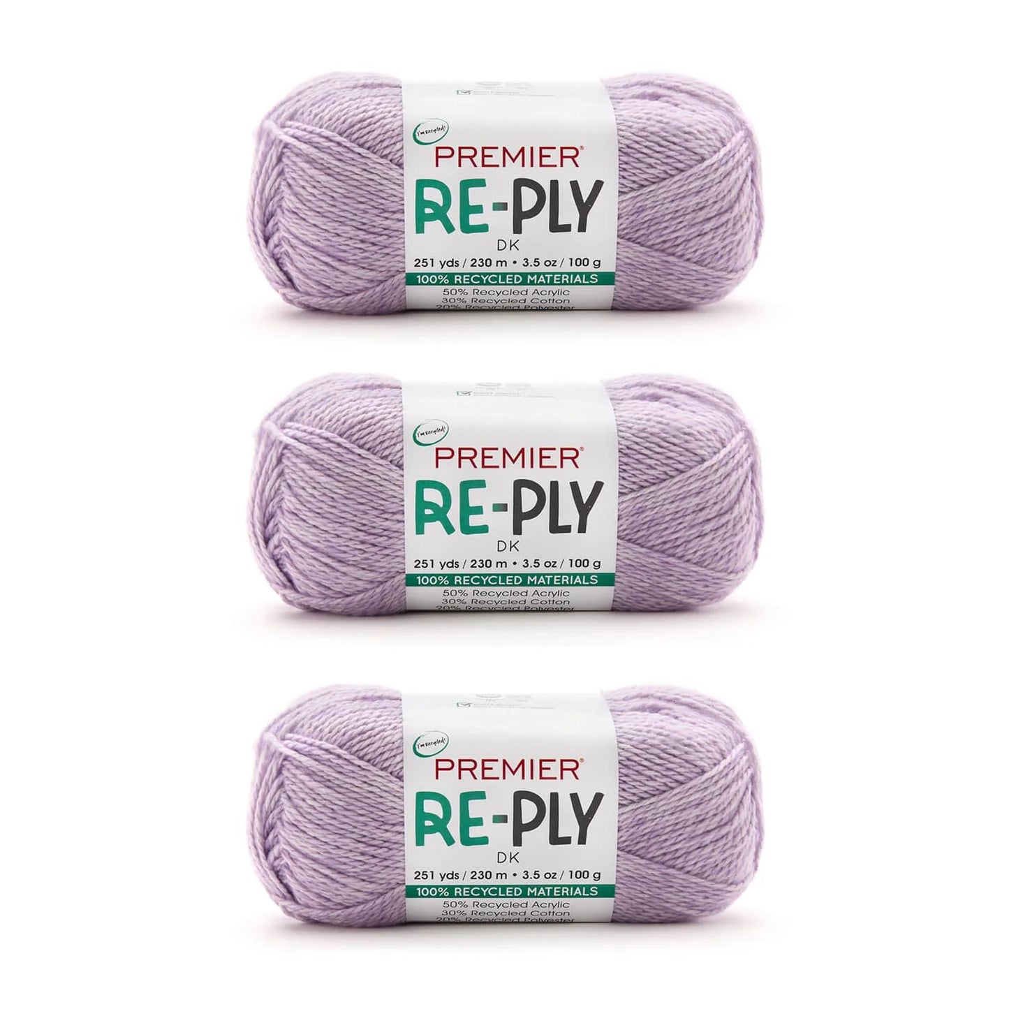 Re-Ply Bag of 3, Light Weight, Recycled Acrylic Cotton Blend Yarn