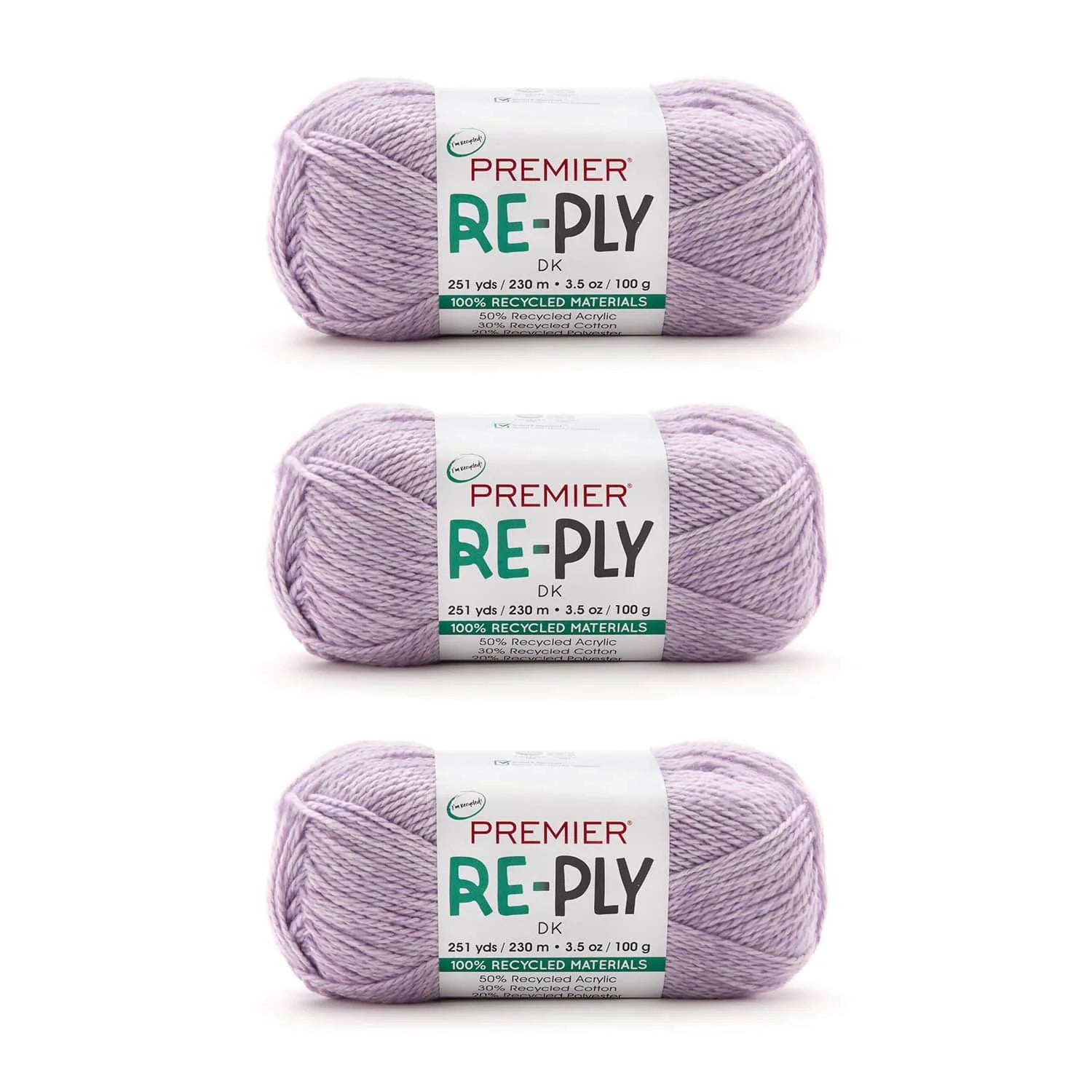 Re-Ply Bag of 3, Light Weight, Recycled Acrylic Cotton Blend Yarn