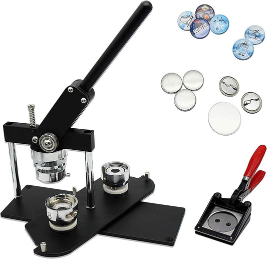 Chibuttons B400 Pro 37Mm (1.5") Metric Button Maker Machine Kit | All-Metal Press with 200 Parts, Interchangeable Moulds & Handling Cutter | Create Promotional Badges, Custom Pins, Gifts (Black-New)