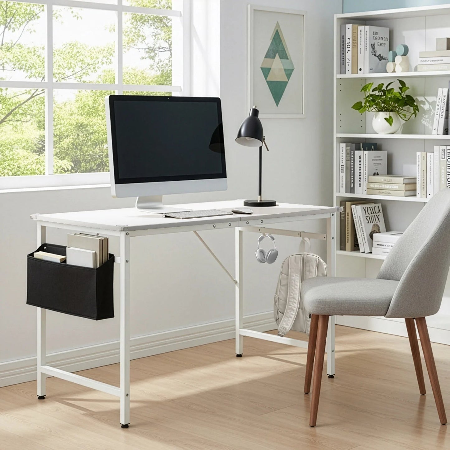 47" Wood Computer Desk PC Laptop Study Table Workstation Home Office Furniture, White