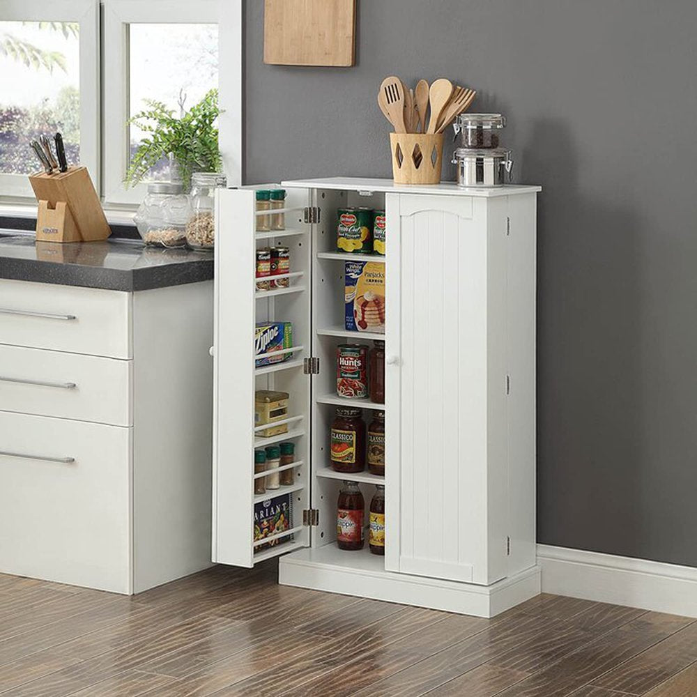 41" Kitchen Pantry, Farmhouse Pantry Cabinet, Storage Cabinet with Doors and Adjustable Shelves 41" H X 23.2" W X 12" D (White)