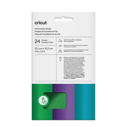 Cricut® Foil Transfer Sheets Sampler, Jewel (24 Ct), 4" X 6",Sampler