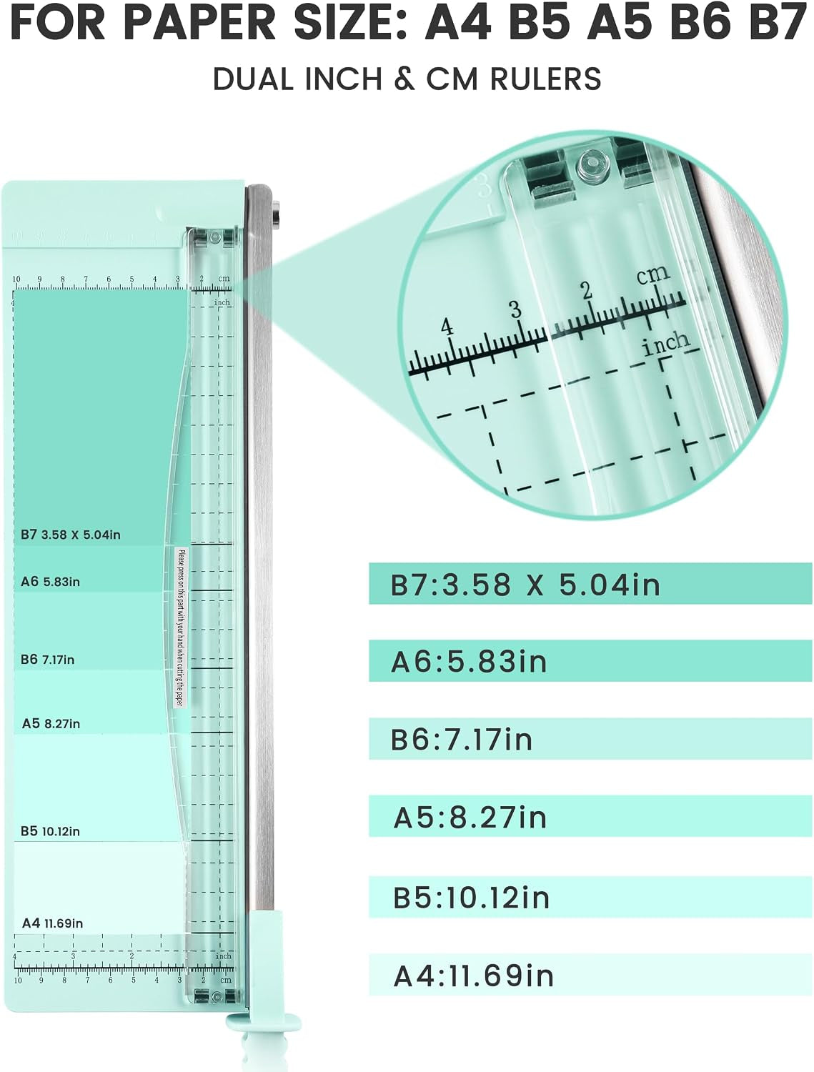 Paper Cutter 12 Inch, Guillotine Paper Cutter with 8 Sheet Capacity, Heavy Duty Paper Cutter for Cardstock, Paper Trimmer for Crafting, Classroom and Office, Green