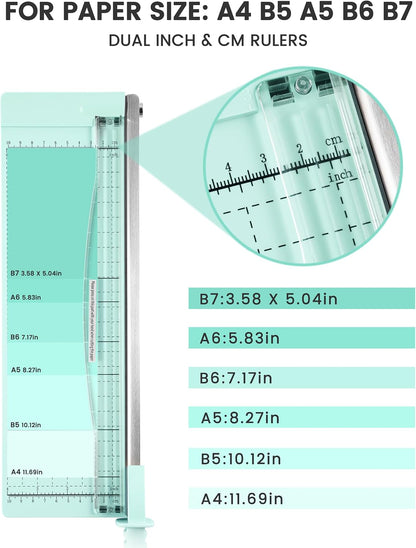 Paper Cutter 12 Inch, Guillotine Paper Cutter with 8 Sheet Capacity, Heavy Duty Paper Cutter for Cardstock, Paper Trimmer for Crafting, Classroom and Office, Green