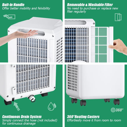 5500 BTU (9000 BTU ASHRAE) 3-In-1 Portable Air Conditioner W/Built-In Dehumidifier and Window Kit