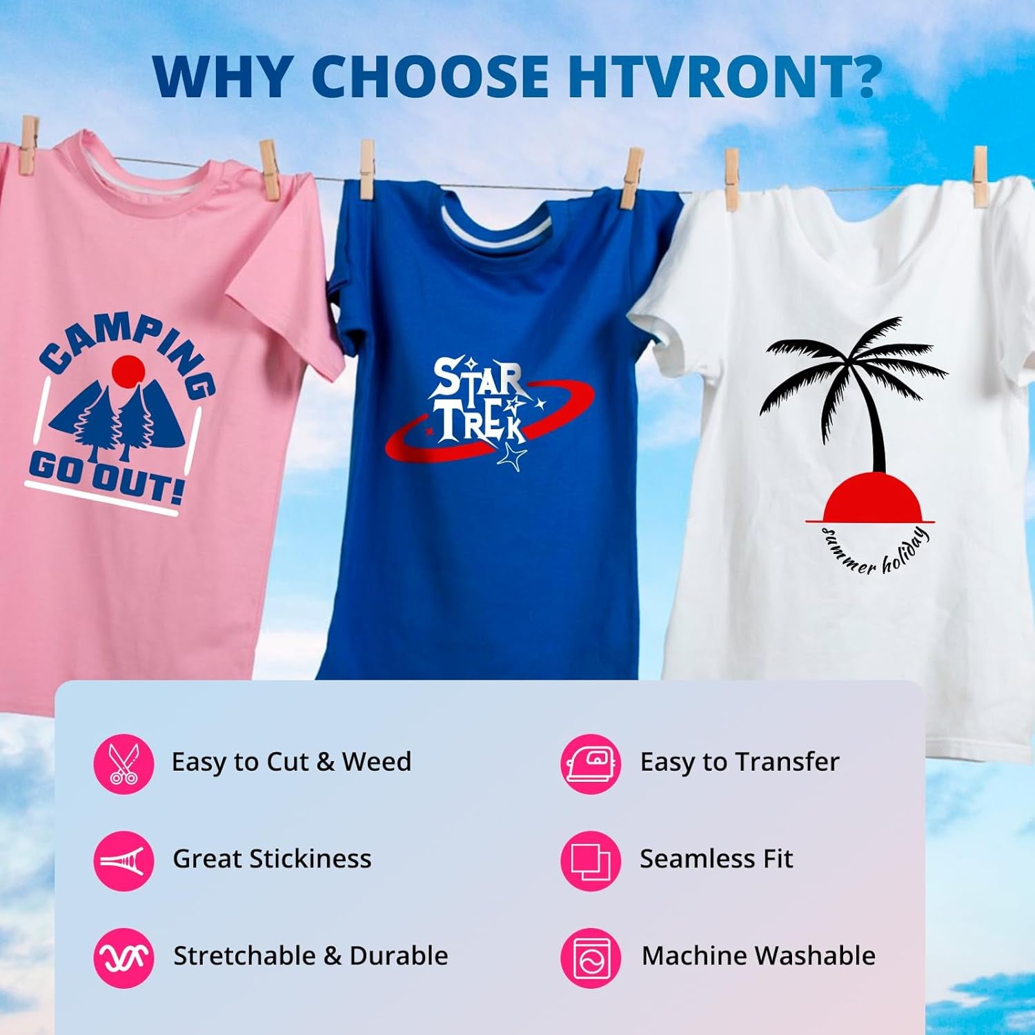 White HTV Heat Transfer Vinyl - 12" X 40FT Iron on Vinyl for All Cutting Machines, Easy to Use for Heat Vinyl Design