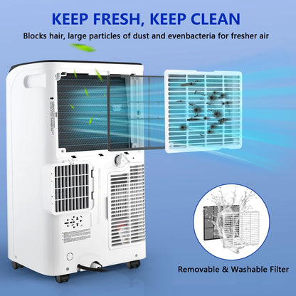 12000 BTU Portable Air Conditioner Cools up to 500 Sq. Ft, 3-In-1 AC, Dehumidifier, Fan