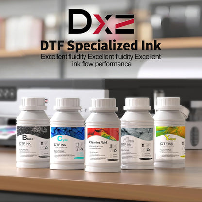 DXZ Premium DTF Ink 1250ML,DTF Transfer Ink for PET Film,Refill for DTF Printers for L1800, XP600, L805,L800, R2400, XP-15000, P400, P800（5 * 250ML CMYKW）