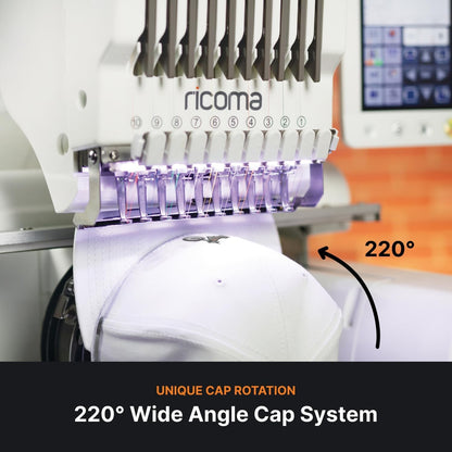 EM-1010-7S Single-Head Multi Needle Embroidery Machine for Beginners with Steel Embroidery Stand, Hoop and Cap Attachments, Chroma Digitizing Software, Lifetime Customer Support