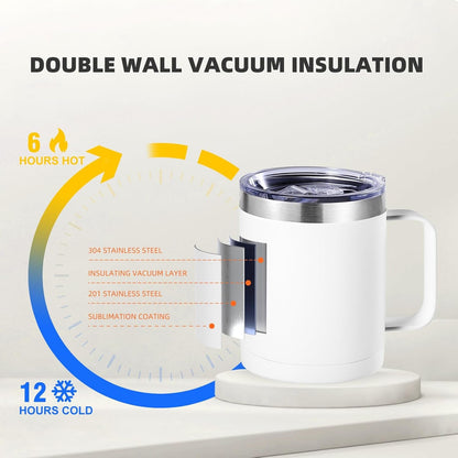Colorsub 12 Oz Sublimation Tumblers with Handle Insulated Stainless Steel Coffee Mugs Matte Tumblers Blanks with Gift Box, Heat Tape for Hot Cold Drinks, 8 Pack