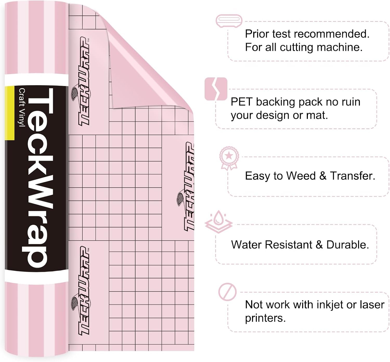 Permanent Adhesive Vinyl 12" X 10Ft, Glossy Queen Pink