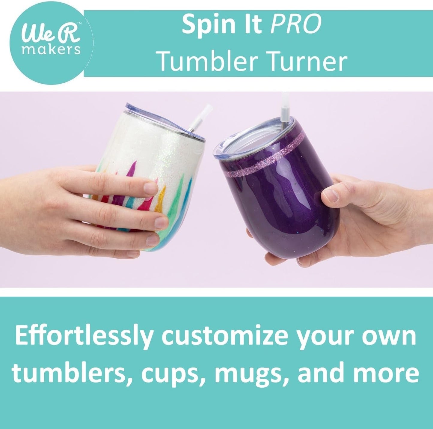 American Crafts, We R Memory Keepers, Spin-It Pro, Cup, Mug, and Tumbler Spinner, for Epoxy, Resin, Glitter, and Other Crafts and DIY Projects