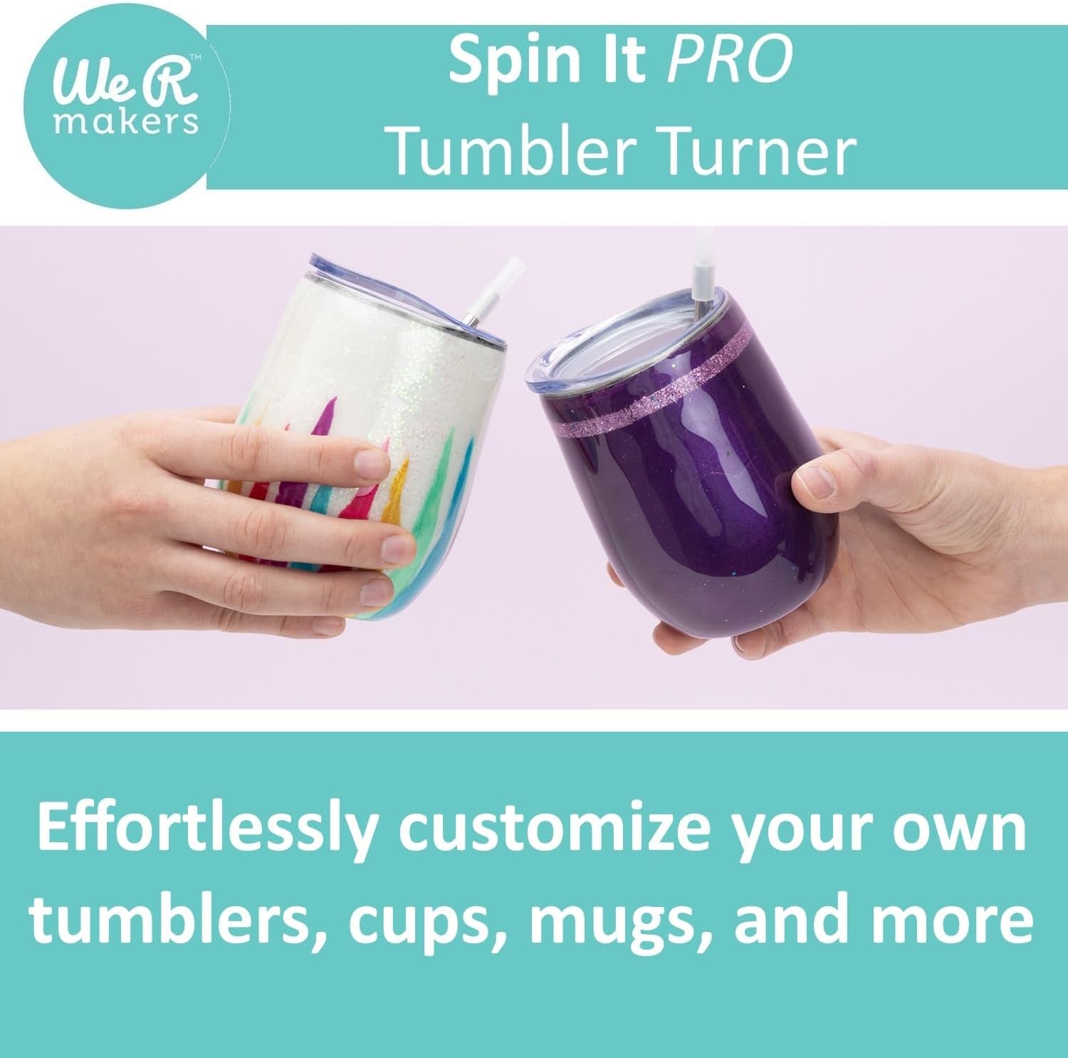American Crafts, We R Memory Keepers, Spin-It Pro, Cup, Mug, and Tumbler Spinner, for Epoxy, Resin, Glitter, and Other Crafts and DIY Projects