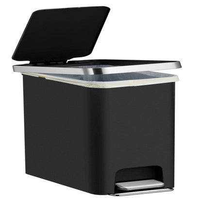 10.5 Gallon Trash Can, Plastic Slim Step-On Kitchen Trash Can, Black