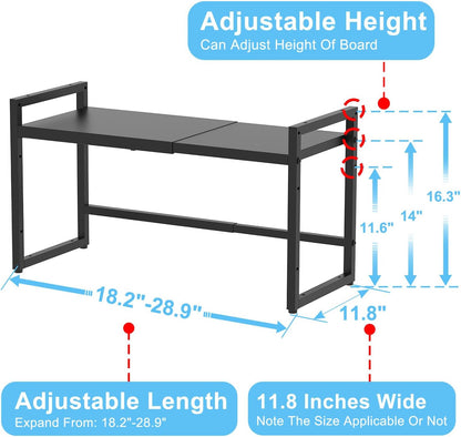 Expandable Metal Storage Shelves, 110LBS Heavy Duty Shelving Units and Storage for Pots Pans Small Appliances, Adjustable Metal Storage Shelf Organizer Rack for Kitchen Cabinets Closet Pantry Garage