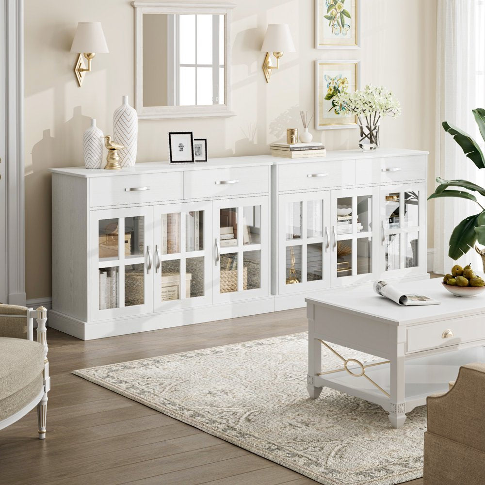 Buffet Storage Cabinet, Kitchen Sideboard with 3 Doors&2 Drawers for Dining Room, White Finish