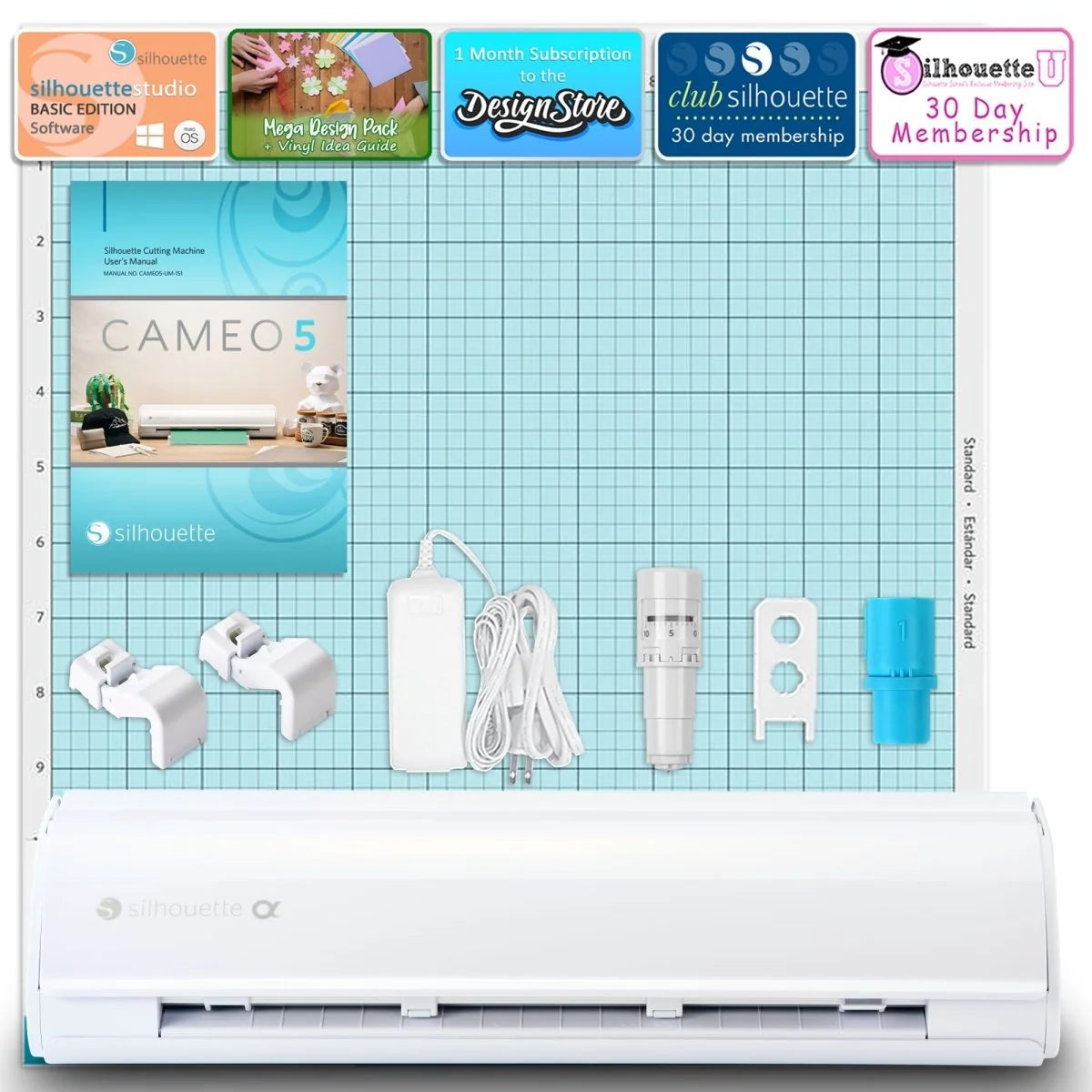 Silhouette White Cameo 5Α Alpha W/ 15" X 15" Navy Heat Press & Siser HTV