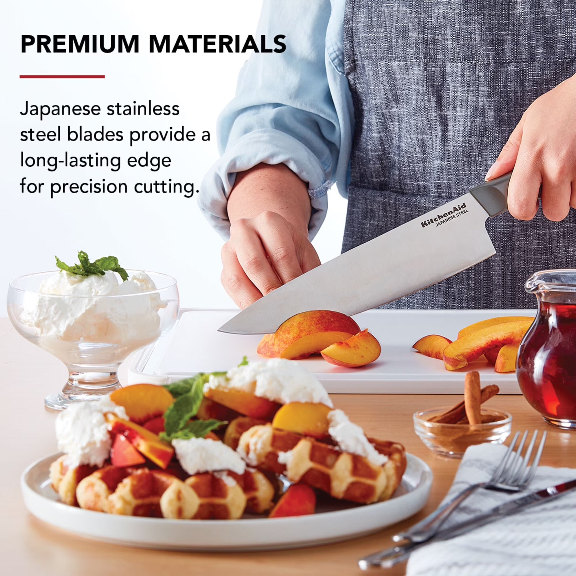 Classic 12-Piece Japanese Steel Knife Block Set with Built-In Knife Sharpener, Charcoal Gray