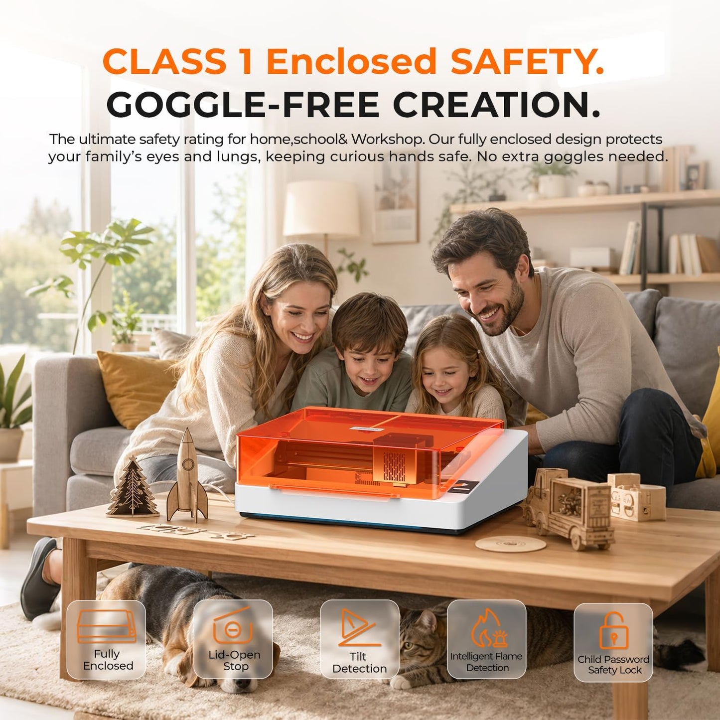 TOOCAA NOVA 10W Smart AI Laser Engraver & Cutter, Fully Enclosed Class 1 Safety, 5MP AI Positioning Camera & Auto Focus, 360° Rotary & Air Assist, Dual-Channel Exhaust for Cleaner Cuts & Less Smoke