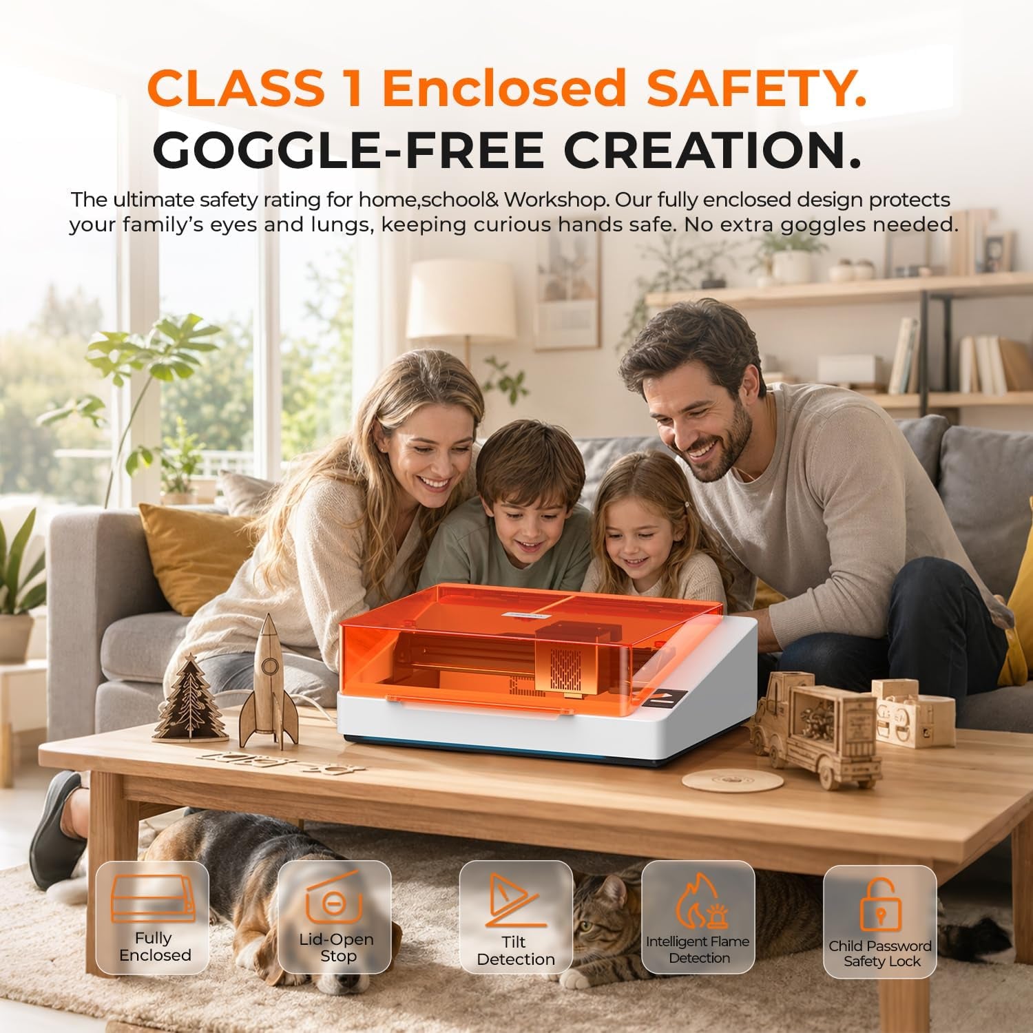 TOOCAA NOVA 10W Smart AI Laser Engraver & Cutter, Fully Enclosed Class 1 Safety, 5MP AI Positioning Camera & Auto Focus, 360° Rotary & Air Assist, Dual-Channel Exhaust for Cleaner Cuts & Less Smoke