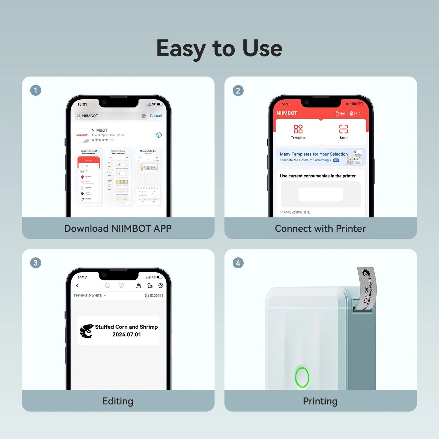 Label Maker D110 Upgraded Mini Portable Label Printer Inkless Labeler Sticker Bluetooth Rechargeable Thermal Label Maker Machine with Tape(Blue)