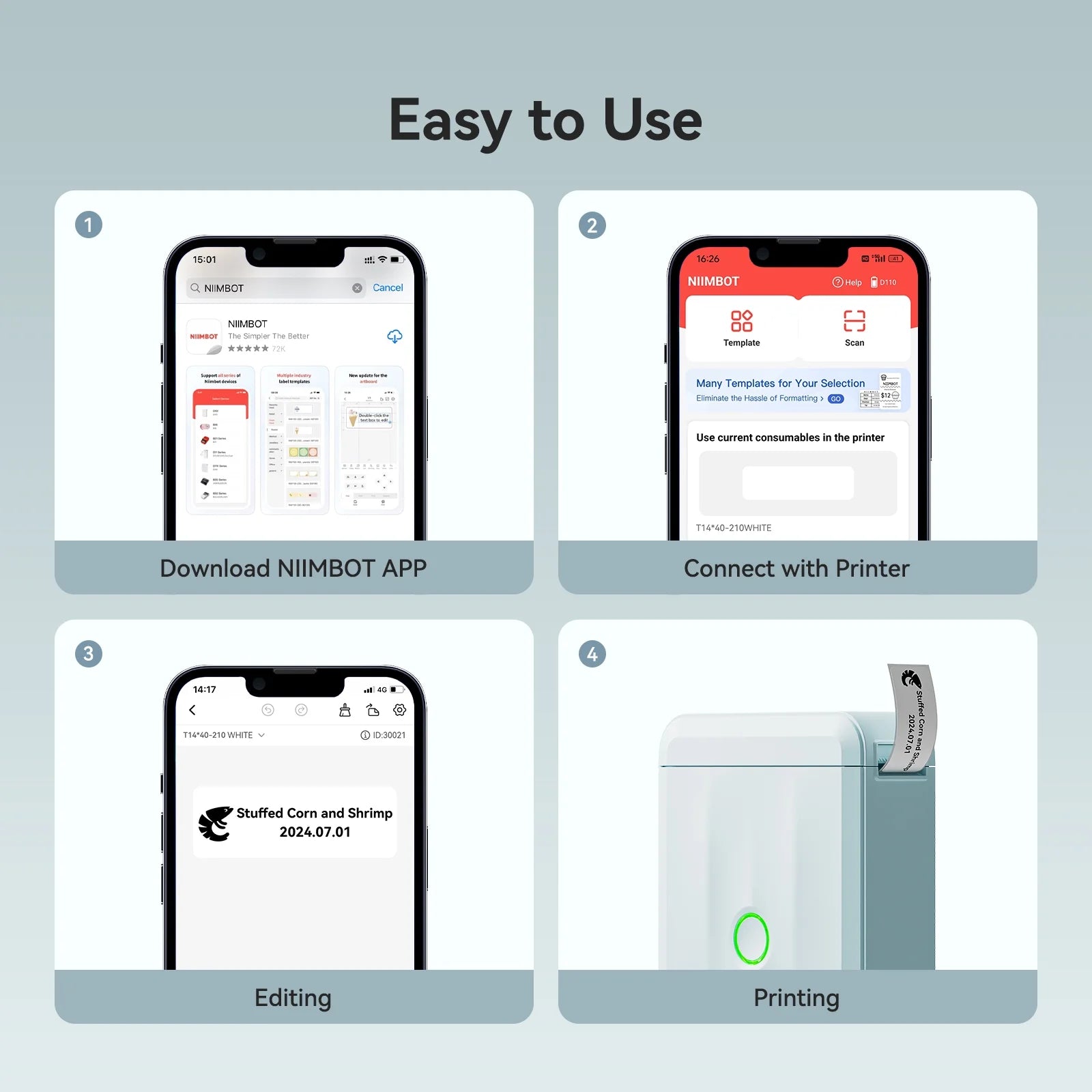 Label Maker D110 Upgraded Mini Portable Label Printer Inkless Labeler Sticker Bluetooth Rechargeable Thermal Label Maker Machine with Tape(Blue)