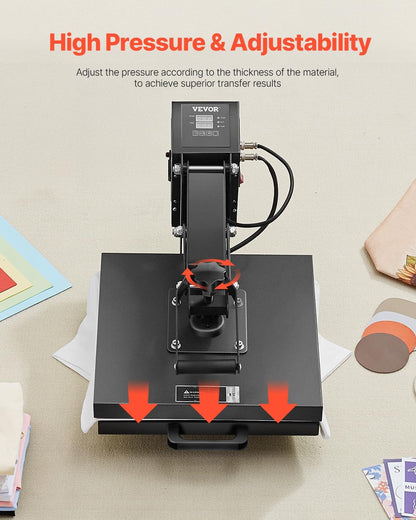 VEVOR Heat Press, 15X15 Power Heat Press Machine for T-Shirts, Fast Heating, High Pressure Digital Industrial Sublimation Printer for Heat Transfer Vinyl, Dark Black