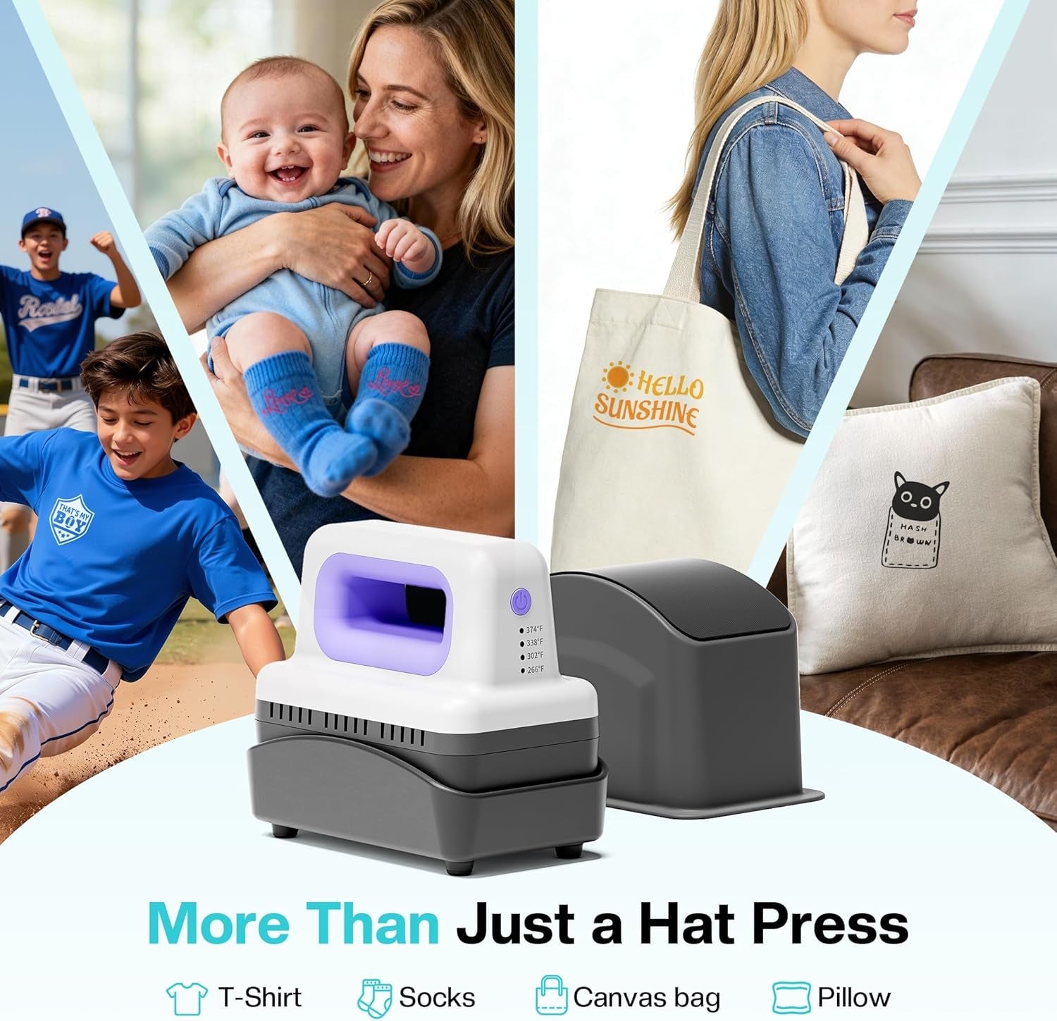 Hat Press SZ01, Lightweight Hat Press Heat Machine for Caps with 4 Heating Levels, 10Min Auto-Off, for Vinyl, Sublimation, Heat Transfer Projects