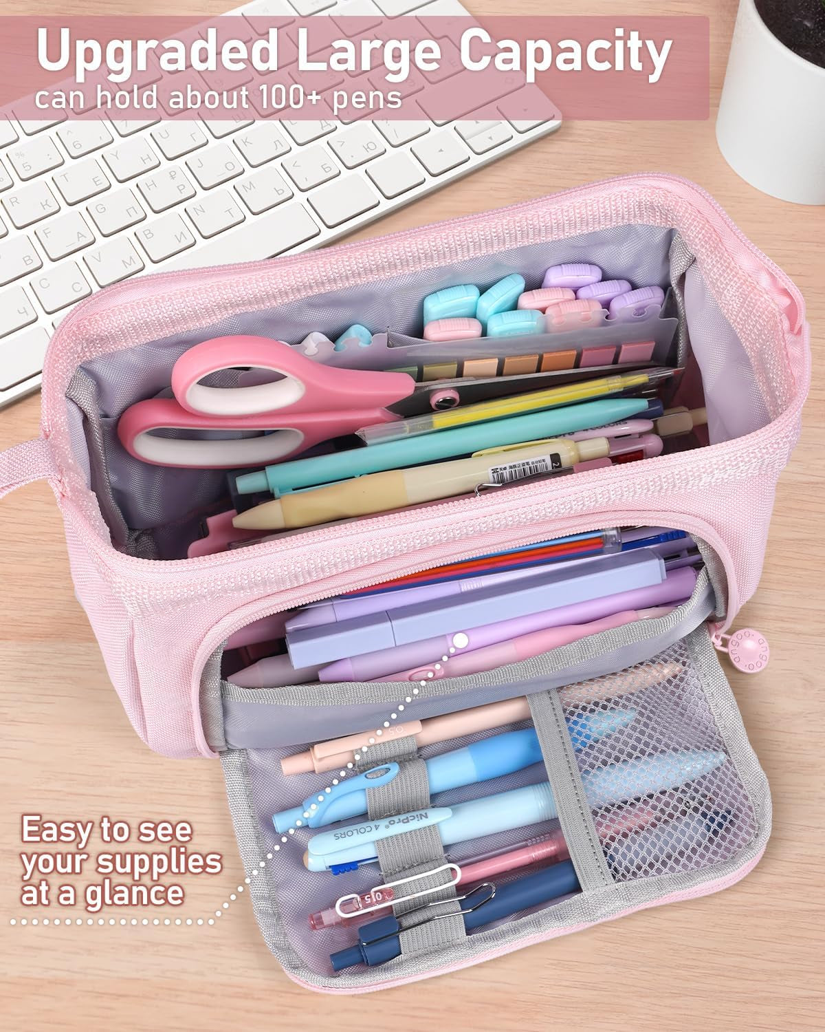 Nicpro 78 PCS Aesthetic School Supplies with Cute Pen Case, 12 Pastel Highlighters, 12 Color & Black Ink Gel Pens, 10 Mechanical Pencils 0.5, 0.7, 0.9, 2.0 Mm, 6 Multicolor Pen for Student Stationary